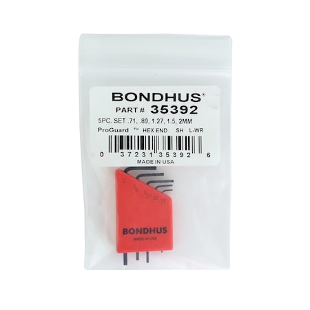 Bondhus Set 5 Hex L-Wrench .71-2.0MM in Bag with Label 35392
